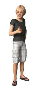 3D render genç çocuk beyaz