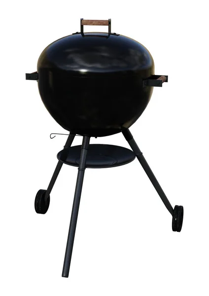 Parrilla de barbacoa 3D renderizado hervidor de agua en blanco — Foto de Stock