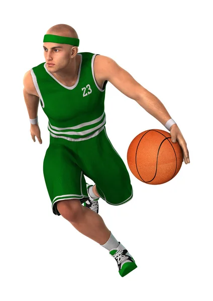 3D-Rendering Basketballspieler auf Weiß — Stockfoto