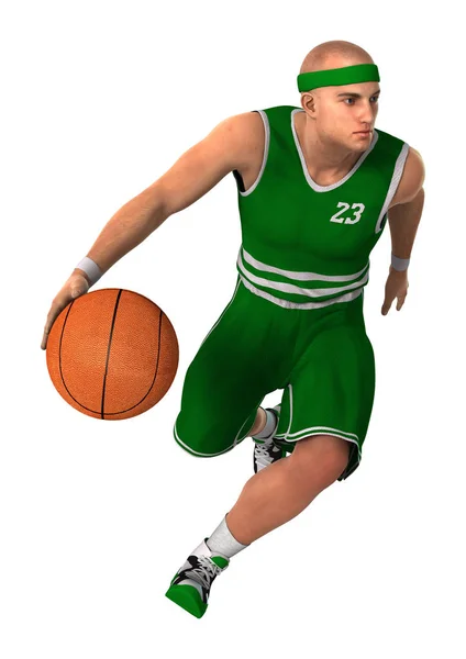 3D-Rendering Basketballspieler auf Weiß — Stockfoto