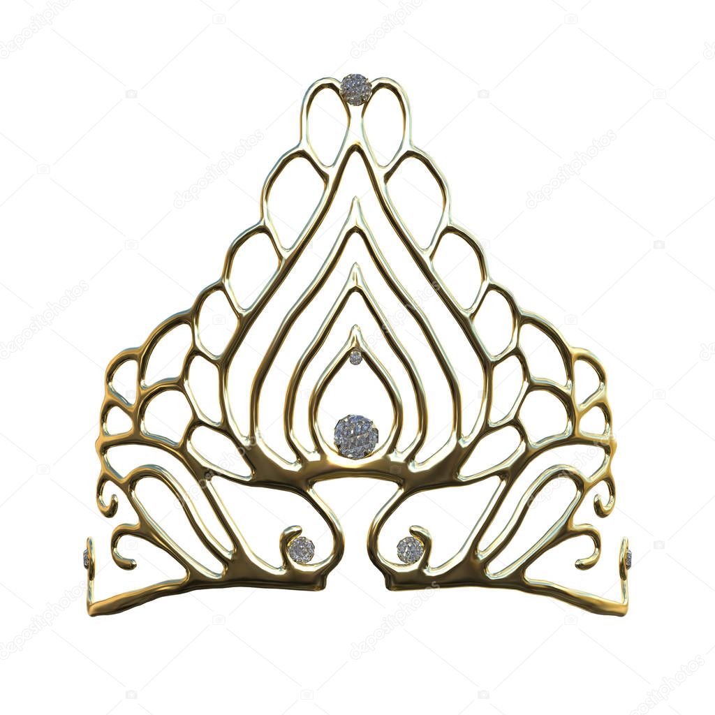 3D Rendering Queens Crown on White