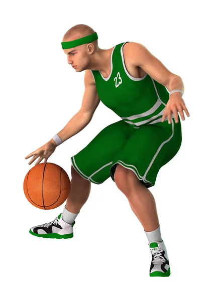 3D-Rendering Basketballspieler auf Weiß — Stockfoto