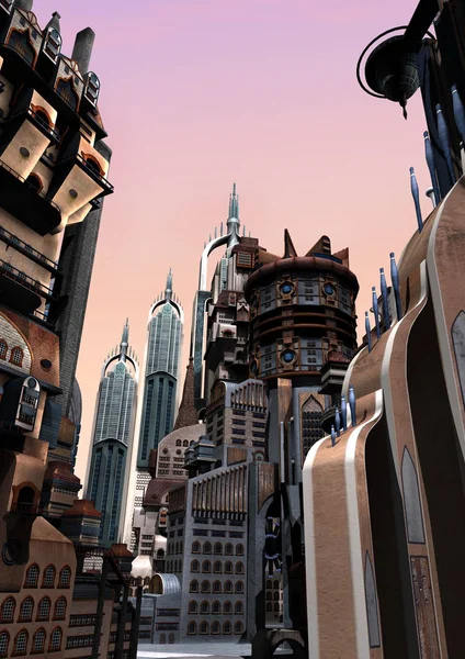 3D vykreslování futuristické město — Stock fotografie