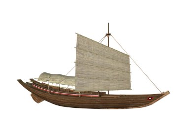 Beyaz üzerine 3D render altı düz nehir kayığı