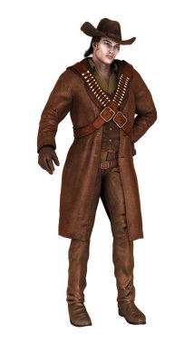 Beyaz 3D render kovboy