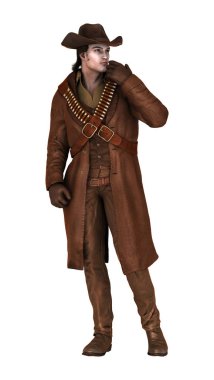 Beyaz 3D render kovboy