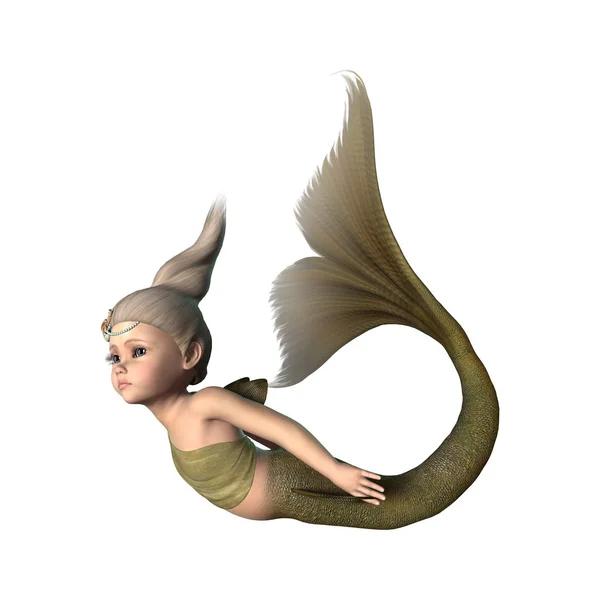 3D Rendering Little Mermaid on White — Stock Photo, Image