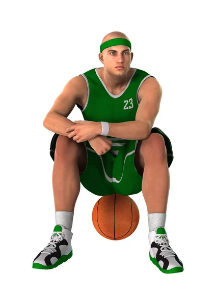 Giocatore di basket 3D Rendering su bianco — Foto Stock
