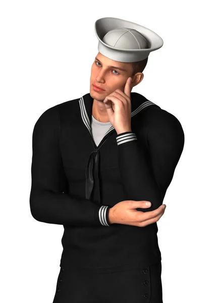 3D vykreslování mladý námořník na bílém — Stock fotografie