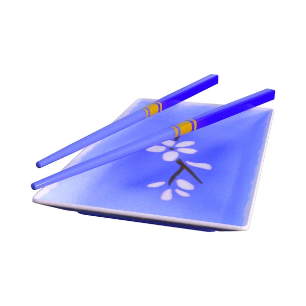 3D-Rendering-Sushi-Teller auf weiß — Stockfoto