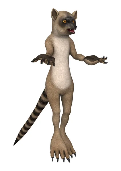 3D rendering Lemur op wit — Stockfoto