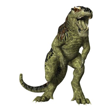3D render dinozor Tyrannosaurus Rex beyaz