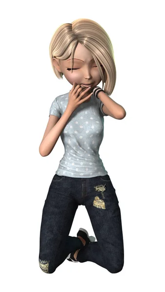 3D renderizado adolescente chica en blanco —  Fotos de Stock