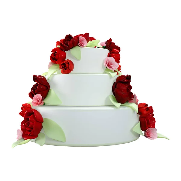 3D Rendering Hochzeitstorte auf Weiß — Stockfoto