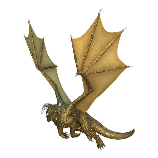 Dragón de fantasía de representación 3D en blanco — Foto de Stock
