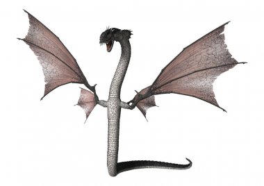 3D render fantezi yılan ejderha beyaz