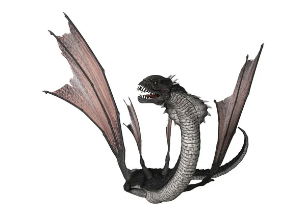 3D Rendering Fantasy Snake Dragon on White — Stock Photo, Image