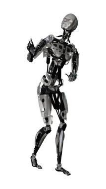 3D render erkek Cyborg beyaz