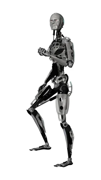 3D-Rendering männlicher Cyborg auf Weiß — Stockfoto