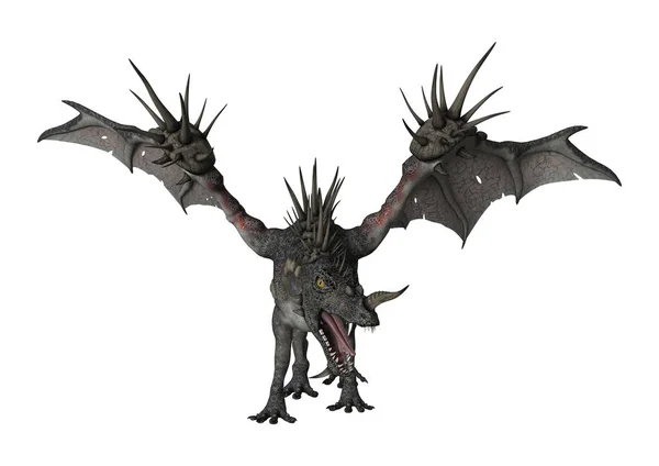 Representación 3D Spiky Dragon en blanco — Foto de Stock