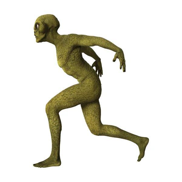 3D Rendering Green Alien on White — Stock Photo, Image