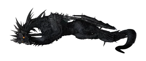 3D renderowania Fantasy Black Dragon na białym — Zdjęcie stockowe
