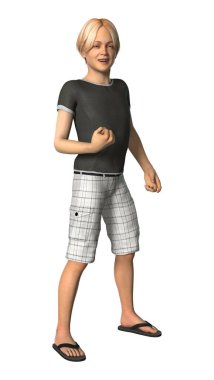 3D render genç çocuk beyaz