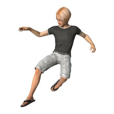 3D render genç çocuk beyaz