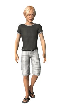 3D render genç çocuk beyaz