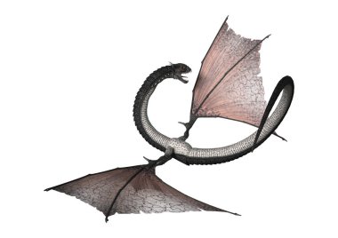 3D render fantezi yılan ejderha beyaz