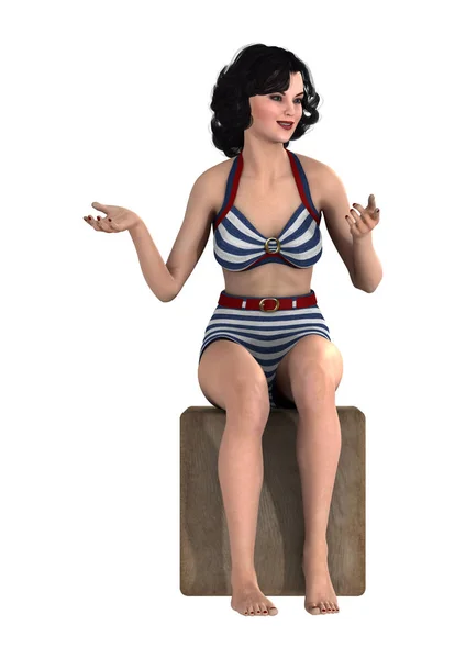 3D rendering Pinup meisje op wit — Stockfoto