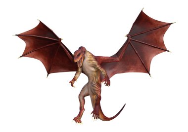 3D render fantezi Dragon beyaz
