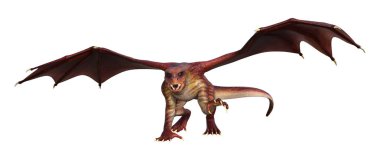 3D render fantezi Dragon beyaz