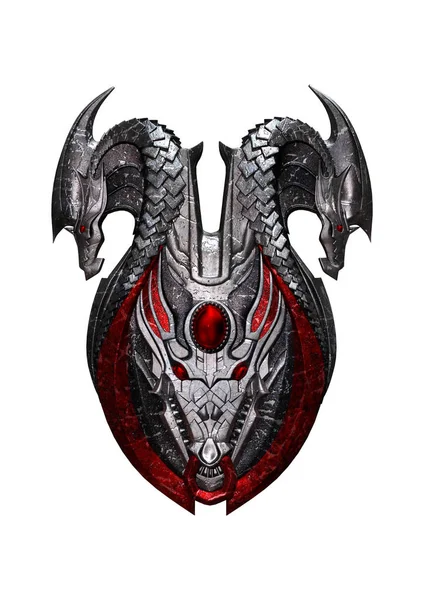 3D renderowania Dragon Shield na białym — Zdjęcie stockowe