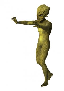 3D beyaz yeşil uzaylı oluşturma