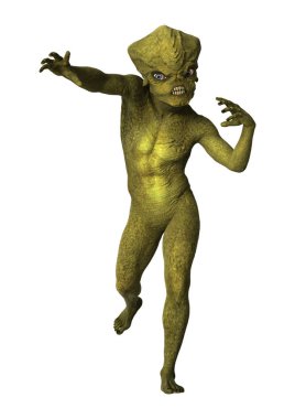 3D beyaz yeşil uzaylı oluşturma