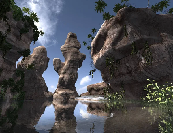 3D rendering τροπικό νησί — Φωτογραφία Αρχείου
