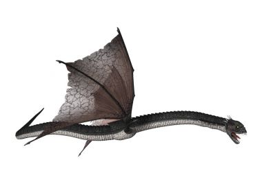 3D render fantezi yılan ejderha beyaz