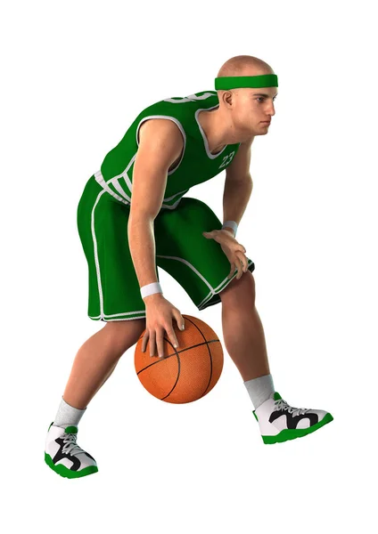在白色的 3d 渲染篮球运动员 — 图库照片