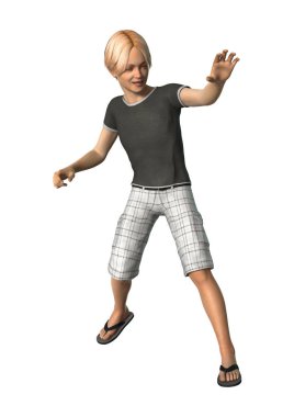 3D render genç çocuk beyaz