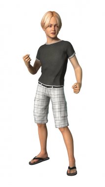 3D render genç çocuk beyaz