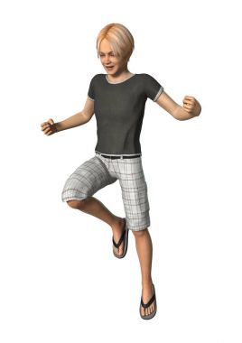 3D render genç çocuk beyaz