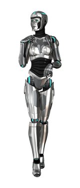 3D render kadın Cyborg beyaz