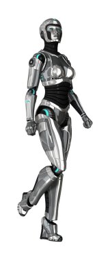 3D render kadın Cyborg beyaz