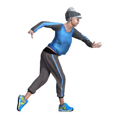 3d render üst düzey kadın beyaz dans