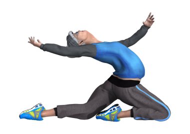 3d render üst düzey kadın beyaz dans