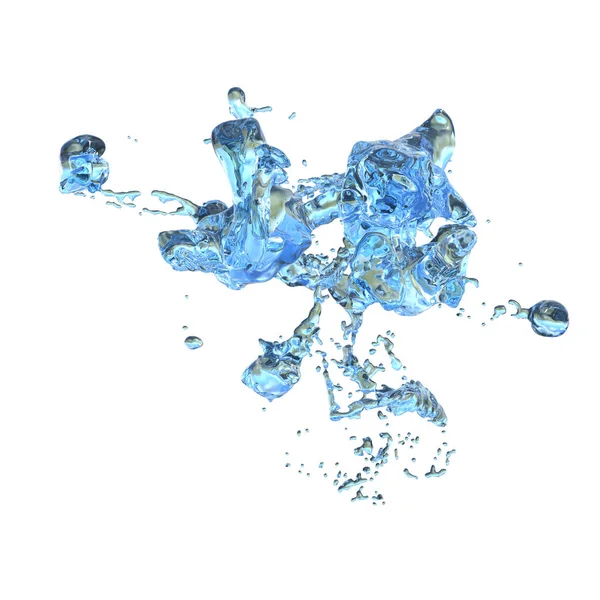 3D vykreslování abstraktní šplouchání vody na bílém — Stock fotografie