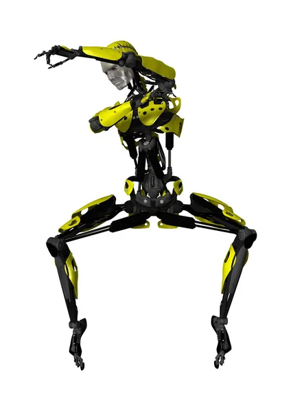 화이트에 춤추는 로봇 3d 렌더링 — 스톡 사진