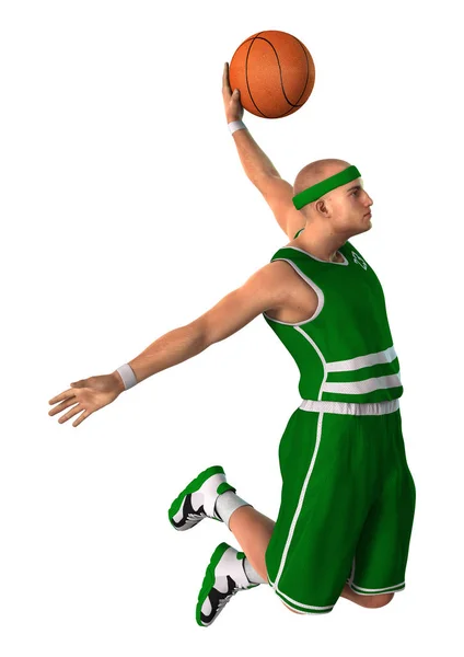 3D-Rendering Basketballspieler auf Weiß — Stockfoto