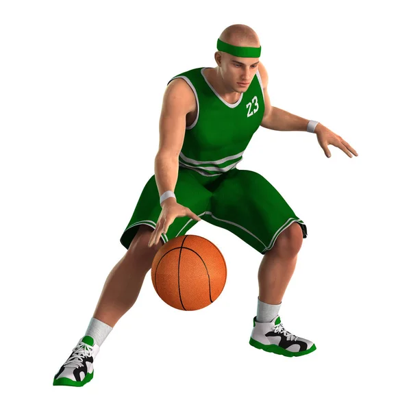 3D-Rendering Basketballspieler auf Weiß — Stockfoto